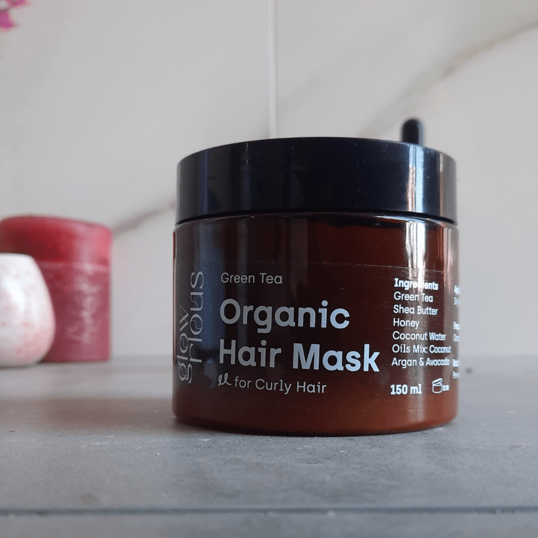 Our Curly Hair Organic Hair Mask: Green Tea, The Antioxidant Shield - Glowrious
